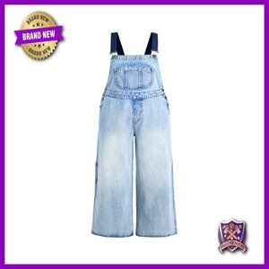 Plus Size Denim Jumpsuit with Wide Leg and Adjustable Straps